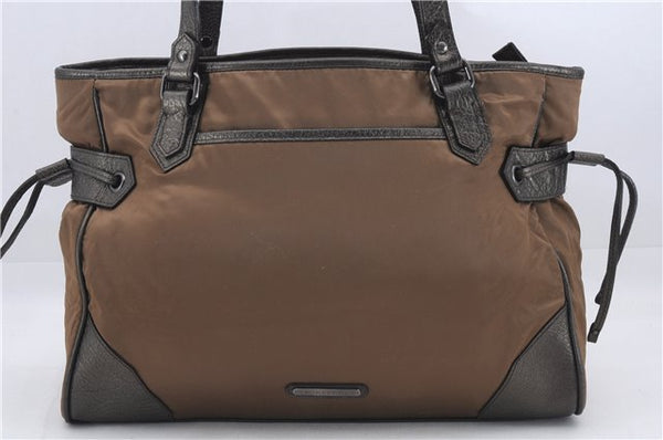 Authentic BURBERRY Vintage Nylon Leather Shoulder Tote Bag Brown 7631D