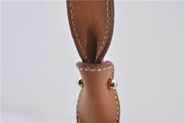 Authentic Ferragamo Gancini Leather Shoulder Hand Bag Purse White Brown 7632D
