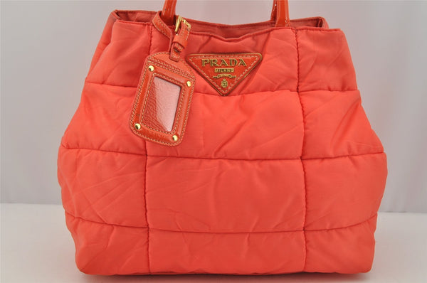 Authentic PRADA Vintage Nylon Tessuto Enamel 2Way Shoulder Tote Bag Orange 7646I