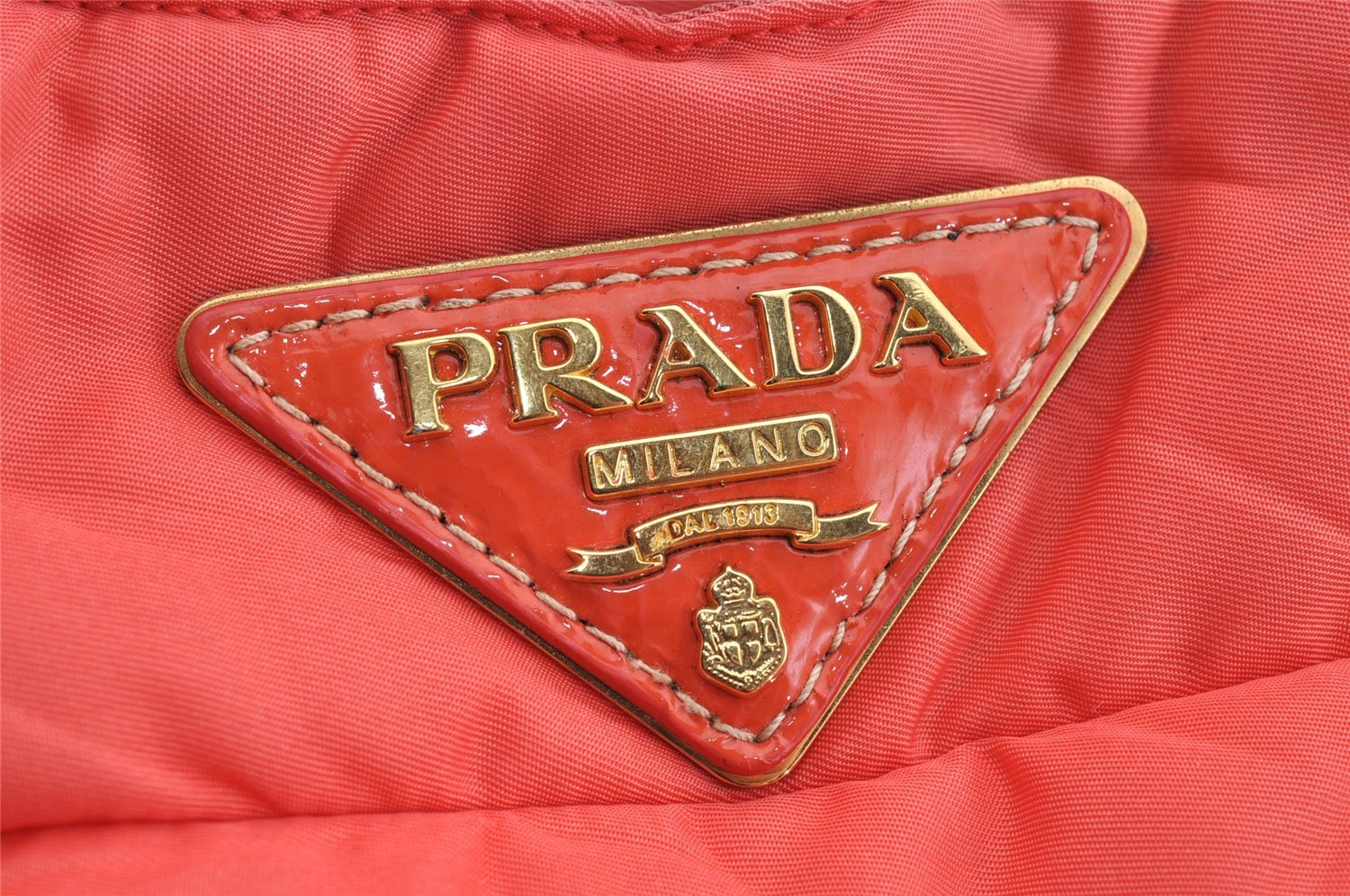 Authentic PRADA Vintage Nylon Tessuto Enamel 2Way Shoulder Tote Bag Orange 7646I