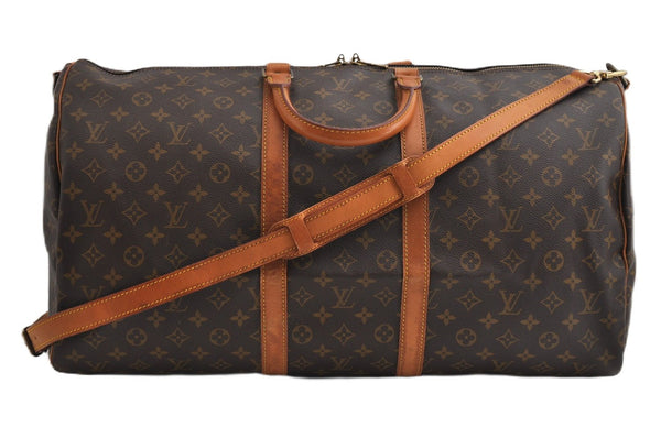 Authentic Louis Vuitton Monogram Keepall Bandouliere 55 M41414 Boston Bag 7649F