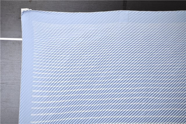 Authentic HERMES Pleats Scarf Silk Stripe Pattern Light Blue Box 7650C