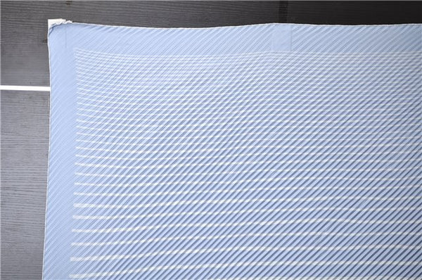 Authentic HERMES Pleats Scarf Silk Stripe Pattern Light Blue Box 7650C