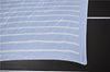 Authentic HERMES Pleats Scarf Silk Stripe Pattern Light Blue Box 7650C