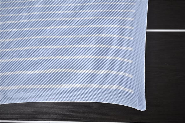 Authentic HERMES Pleats Scarf Silk Stripe Pattern Light Blue Box 7650C