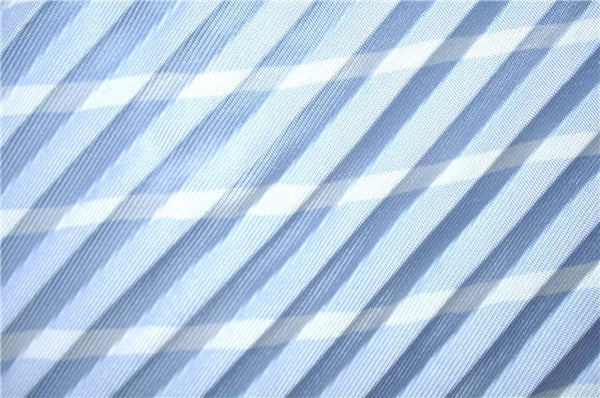 Authentic HERMES Pleats Scarf Silk Stripe Pattern Light Blue Box 7650C