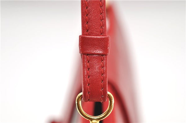 Authentic Ferragamo Vara Leather Shoulder Cross Body Bag Purse Red 7650D