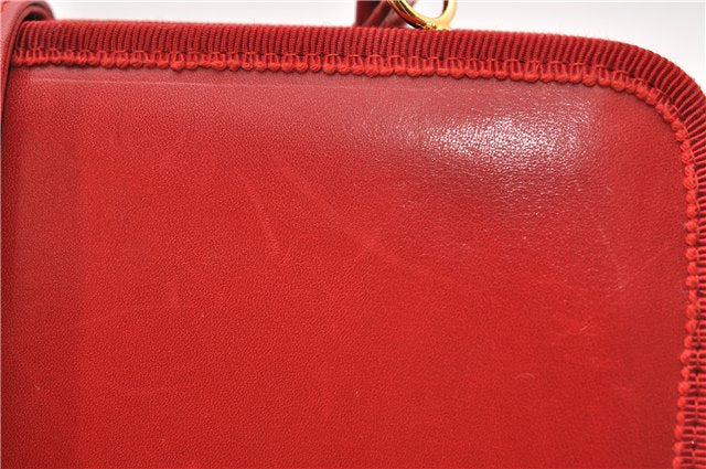 Authentic Ferragamo Vara Leather Shoulder Cross Body Bag Purse Red 7650D