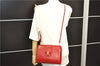 Authentic Ferragamo Vara Leather Shoulder Cross Body Bag Purse Red 7650D