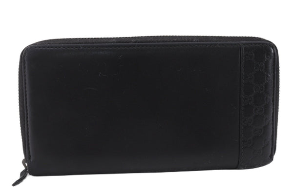 Authentic GUCCI Micro Guccissima Long Wallet GG Purse Leather 307993 Black 7650E