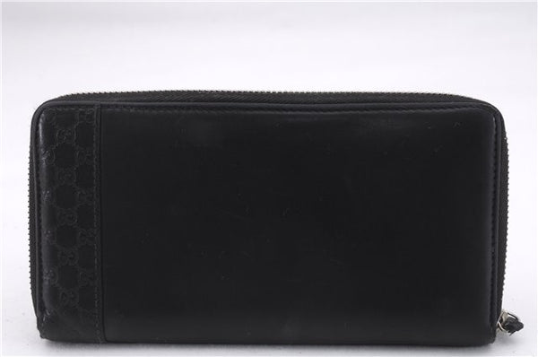 Authentic GUCCI Micro Guccissima Long Wallet GG Purse Leather 307993 Black 7650E