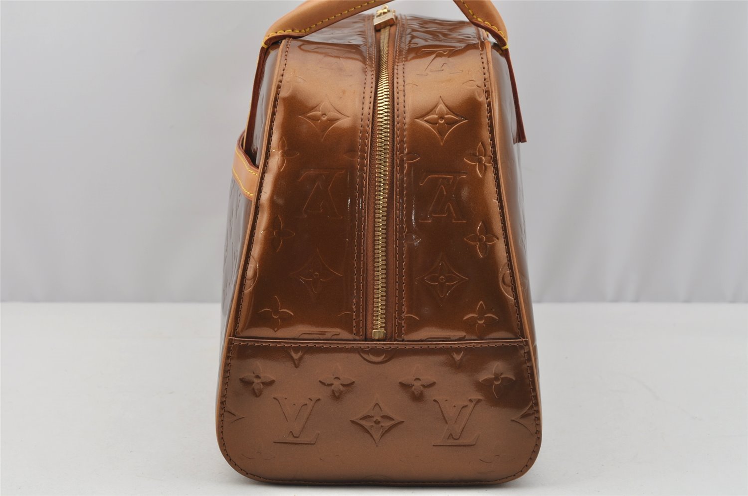 Authentic Louis Vuitton Vernis Tompkins Square Hand Bag Brown M91103 LV 7650I