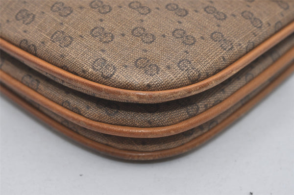 Authentic GUCCI Micro GG PVC Leather Shoulder Cross Body Bag Purse Brown 7652I