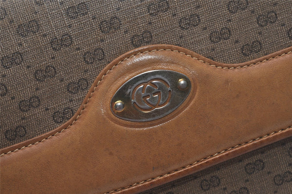 Authentic GUCCI Micro GG PVC Leather Shoulder Cross Body Bag Purse Brown 7652I