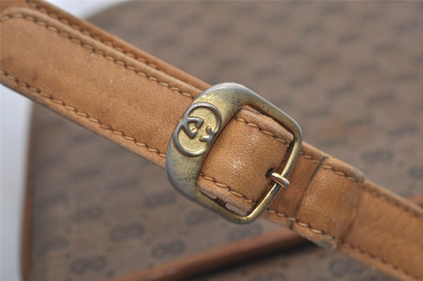 Authentic GUCCI Micro GG PVC Leather Shoulder Cross Body Bag Purse Brown 7652I
