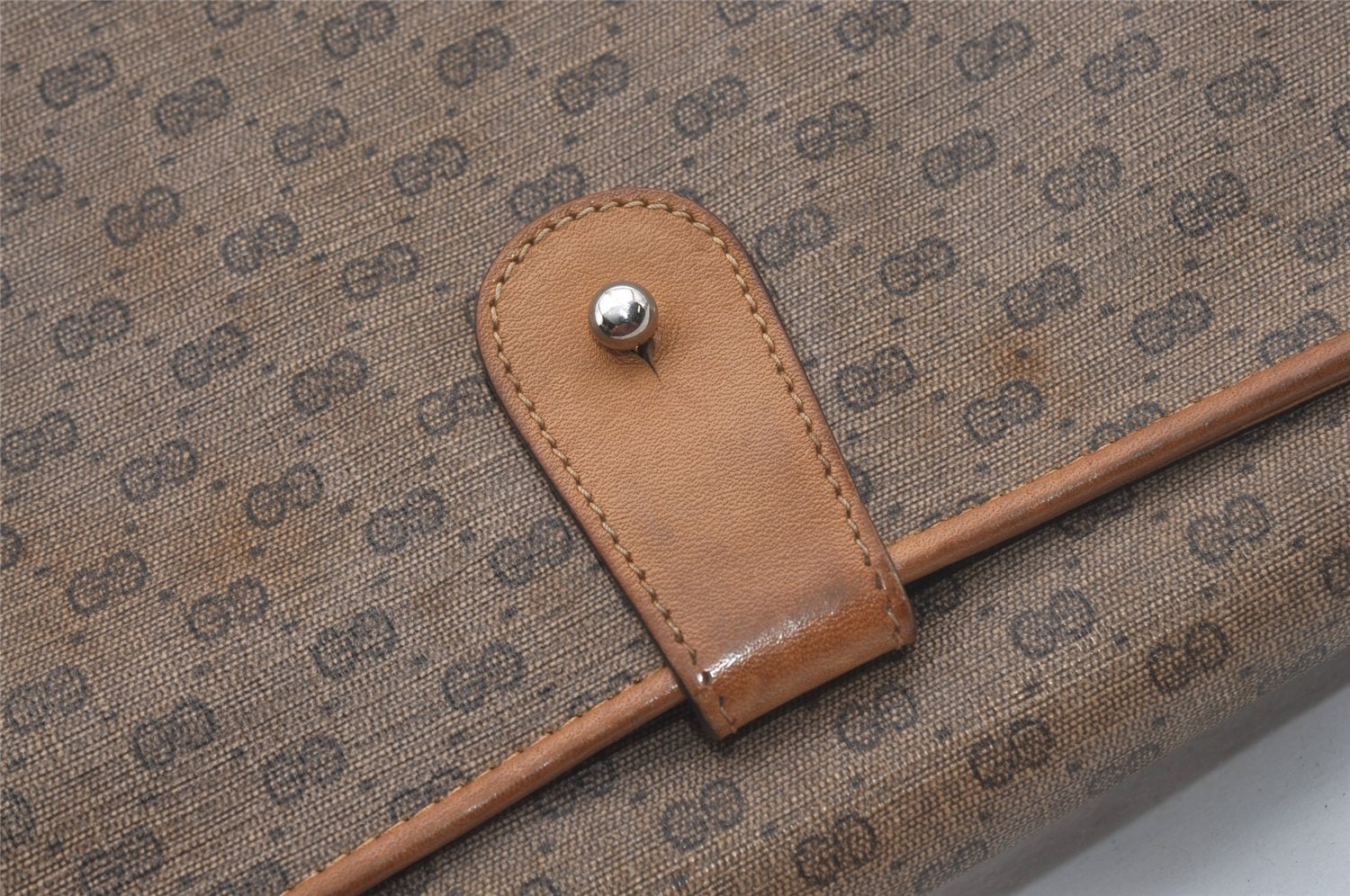 Authentic GUCCI Micro GG PVC Leather Shoulder Cross Body Bag Purse Brown 7652I