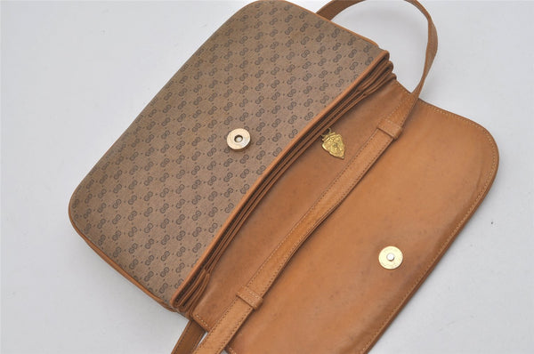 Authentic GUCCI Micro GG PVC Leather Shoulder Cross Body Bag Purse Brown 7652I