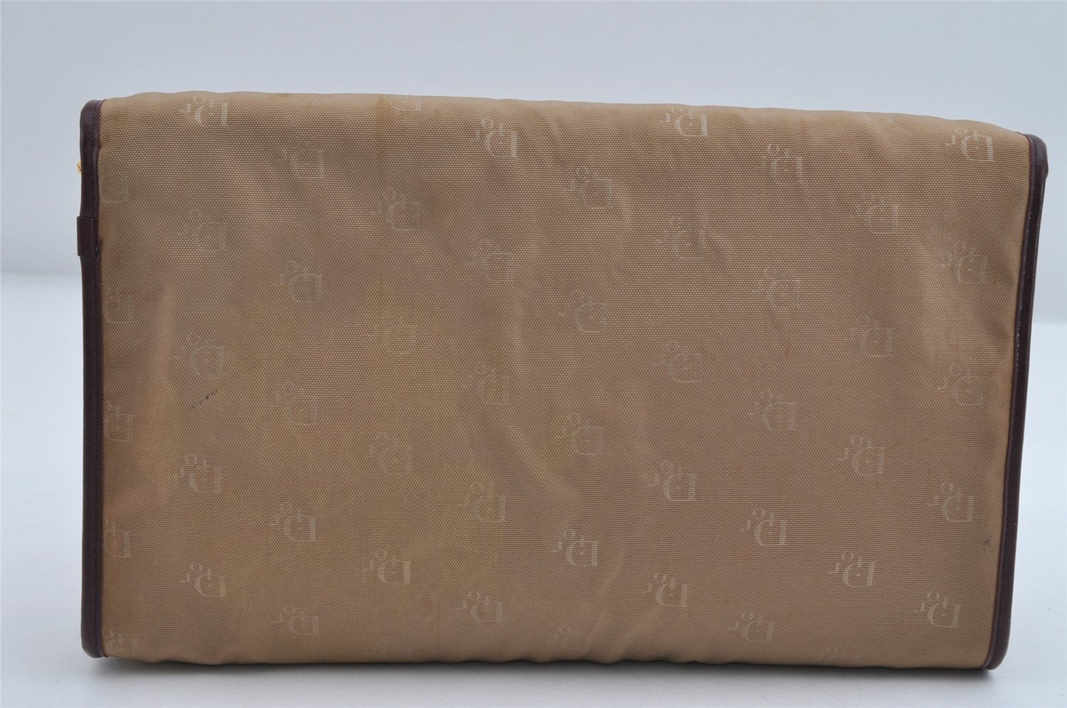 Authentic Christian Dior Chain Shoulder Hand Bag Purse Nylon Leather Beige 7654I