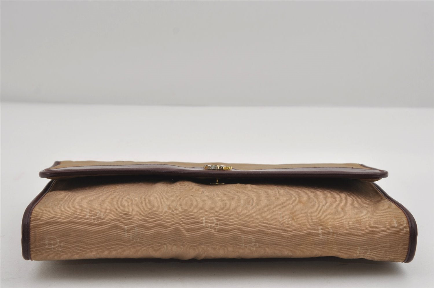 Authentic Christian Dior Chain Shoulder Hand Bag Purse Nylon Leather Beige 7654I