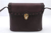 Authentic YVES SAINT LAURENT Shoulder Bag Leather Bordeaux Purple 7658C