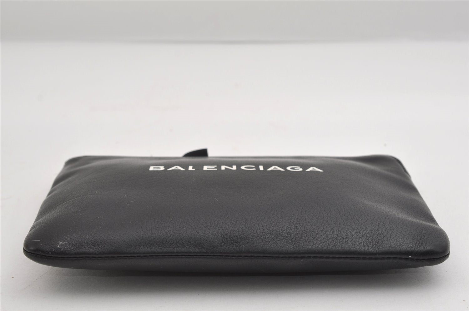 Authentic BALENCIAGA Everyday Clutch Bag Pouch Purse Leather 492465 Black 7658I