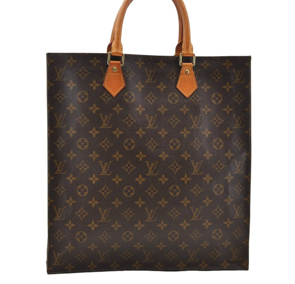 Authentic LOUIS VUITTON Monogram Sac Plat Hand Bag M51140 LV 7662C