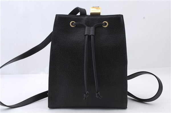 Authentic BURBERRY Vintage Leather Shoulder Backpack Black 7667C