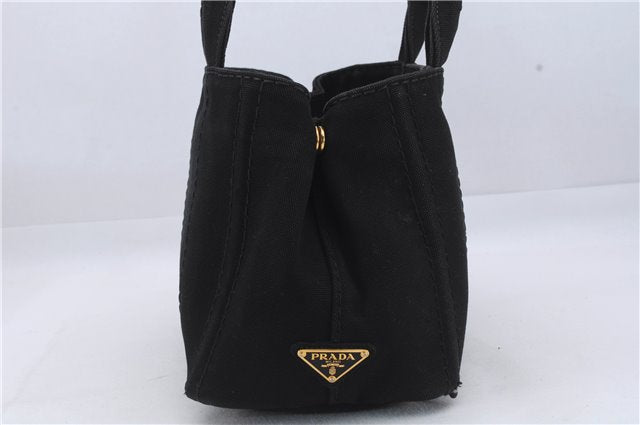 Authentic PRADA Canapa SS 2Way Shoulder Hand Bag Purse Canvas Black 7667D