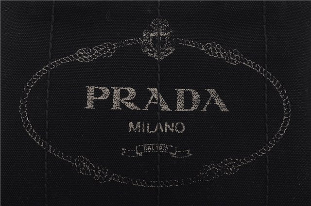 Authentic PRADA Canapa SS 2Way Shoulder Hand Bag Purse Canvas Black 7667D