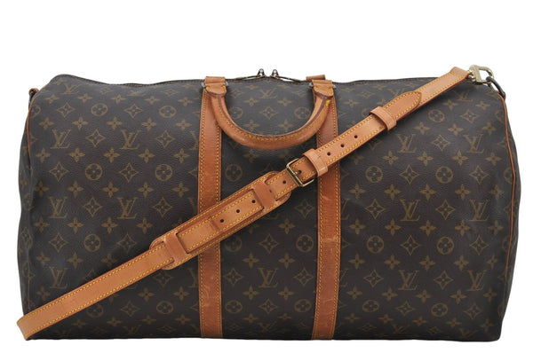 Authentic Louis Vuitton Monogram Keepall Bandouliere 55 M41414 Boston Bag 7667E