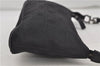 Authentic Ferragamo Gancini Canvas Leather Shoulder Hand Bag Purse Black 7668D
