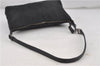 Authentic Ferragamo Gancini Canvas Leather Shoulder Hand Bag Purse Black 7668D