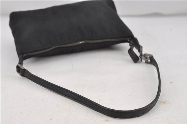 Authentic Ferragamo Gancini Canvas Leather Shoulder Hand Bag Purse Black 7668D