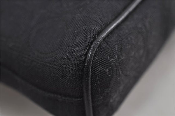 Authentic Ferragamo Gancini Canvas Leather Shoulder Hand Bag Purse Black 7668D