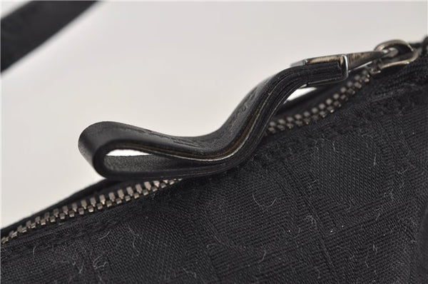 Authentic Ferragamo Gancini Canvas Leather Shoulder Hand Bag Purse Black 7668D