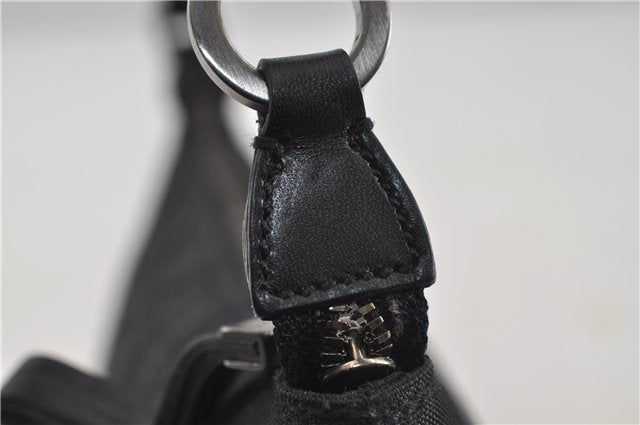 Authentic Ferragamo Gancini Canvas Leather Shoulder Hand Bag Purse Black 7668D