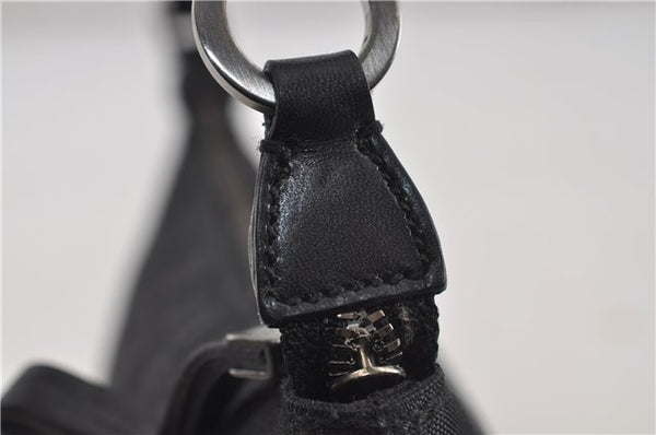 Authentic Ferragamo Gancini Canvas Leather Shoulder Hand Bag Purse Black 7668D