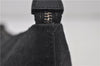 Authentic Ferragamo Gancini Canvas Leather Shoulder Hand Bag Purse Black 7668D