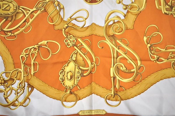 Authentic HERMES Carre 90 Scarf "Lift Profile" Silk Brown 7668I