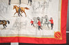 Authentic HERMES Carre 90 Scarf "LES HARAS NATIONAUX" Silk Red 7669I