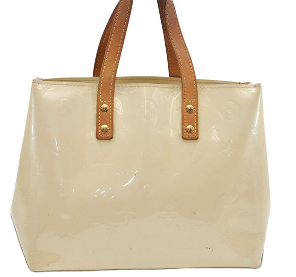 Authentic Louis Vuitton Vernis Reade PM Hand Bag Ivory White M91336 LV 7675D