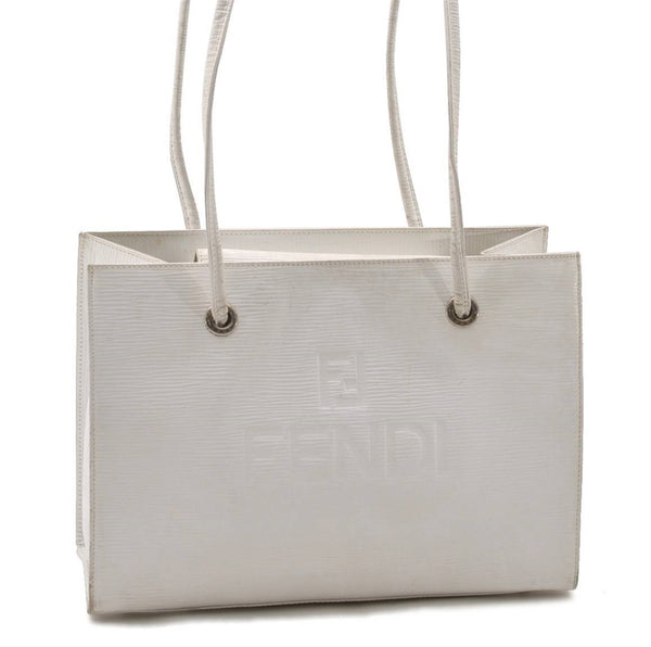 Authentic FENDI Vintage Logo Shoulder Bag White 7677C