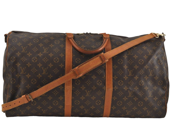 Auth Louis Vuitton Monogram Keepall Bandouliere 60 Boston Bag M41412 LV 7677D
