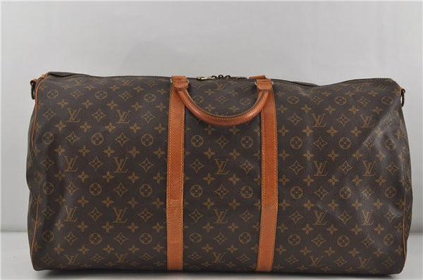 Auth Louis Vuitton Monogram Keepall Bandouliere 60 Boston Bag M41412 LV 7677D