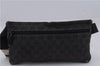 Authentic GUCCI Waist Body Bag Canvas Leather 28566 Black 7682D