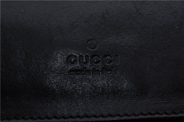 Authentic GUCCI Waist Body Bag Canvas Leather 28566 Black 7682D