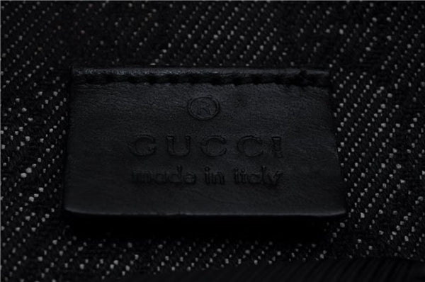 Authentic GUCCI Waist Body Bag Canvas Leather 28566 Black 7682D