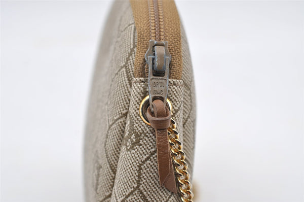 Authentic Christian Dior Honeycomb Chain Shoulder Bag PVC Leather Beige 7683I