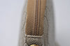 Authentic Christian Dior Honeycomb Chain Shoulder Bag PVC Leather Beige 7683I