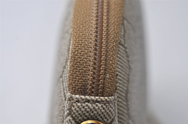 Authentic Christian Dior Honeycomb Chain Shoulder Bag PVC Leather Beige 7683I